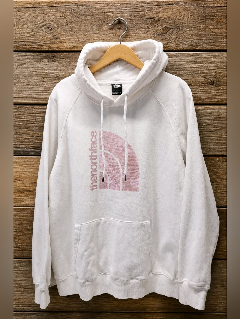 The North Face Women's White Pullover Hoodie with Light Pink Logo Sz XL